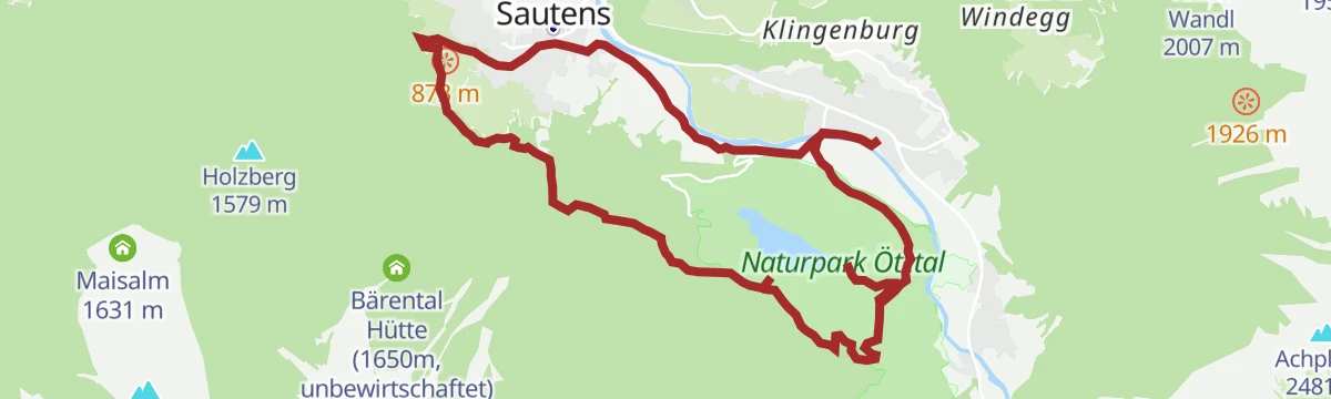 Route map: 6001 Oetz - Seejöchl Piburg